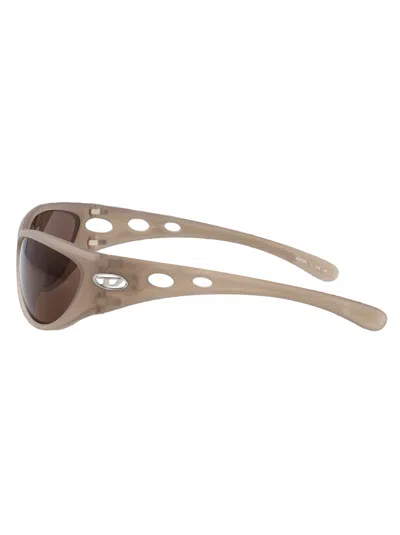 Diesel Opalescent Transparent Grey Acetate Sunglasses In Gray