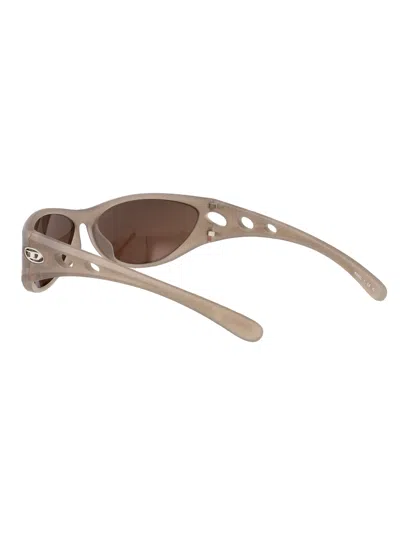 Diesel Opalescent Transparent Grey Acetate Sunglasses In Gray