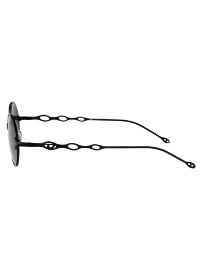 Diesel Powder Matte Black Metal Sunglasses In Black