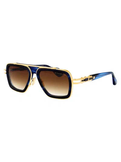 Dita Eyewear Blue Swirl - Yellow Gold W Dark Brown To Clear Gradient Acetate+metal Sunglasses In Brown