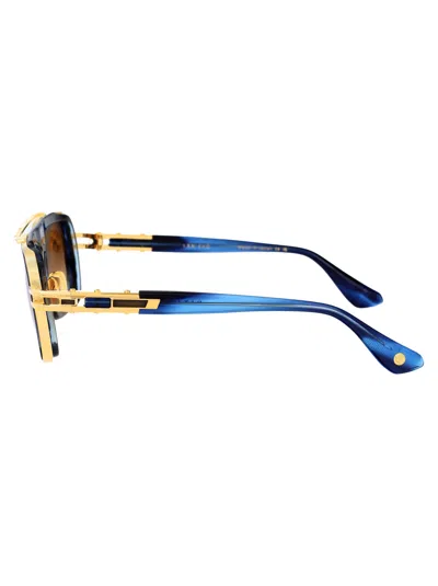 Dita Eyewear Blue Swirl - Yellow Gold W Dark Brown To Clear Gradient Acetate+metal Sunglasses In Brown