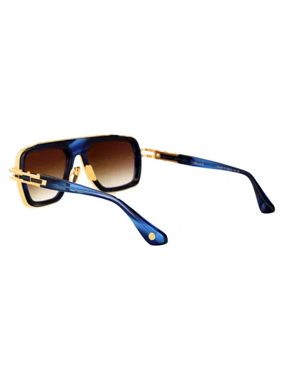 Dita Eyewear Blue Swirl - Yellow Gold W Dark Brown To Clear Gradient Acetate+metal Sunglasses In Brown