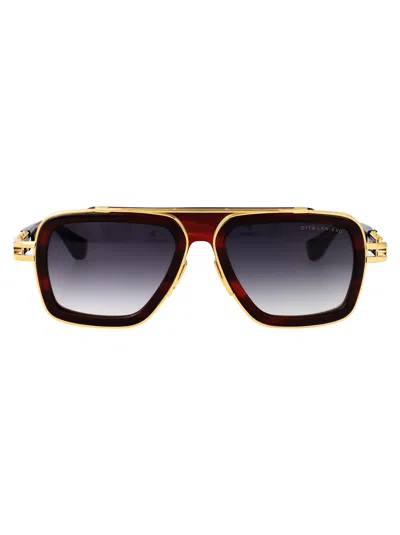 Dita Eyewear Sienna Blaze - Yellow Gold W/ Dark Grey Gradient Acetate+metal Sunglasses In Black