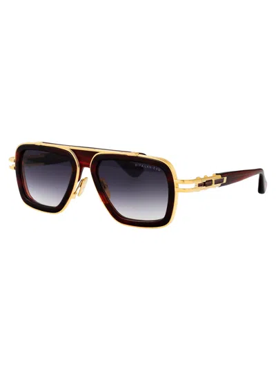 Dita Eyewear Sienna Blaze - Yellow Gold W/ Dark Grey Gradient Acetate+metal Sunglasses In Black