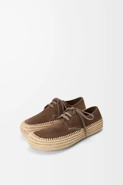Loewe Rio Lace Up Espadrilles In Suede And Raffia In Brown