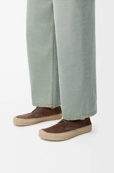 Loewe Rio Lace Up Espadrilles In Suede And Raffia In Brown