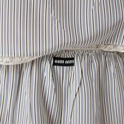 Miu Miu Logo-patch Striped Shorts In Multi