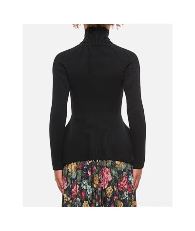 Junya Watanabe High Neck Wool Blend Knit Sweater In Black