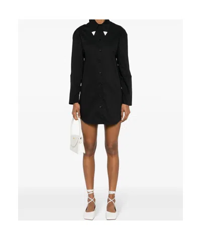 Giuseppe Di Morabito Rhinestone-embellished Poplin Mini Dress In Black