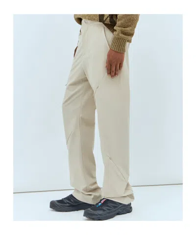 Post Archive Faction (paf) Elastic Waist Zipper Casual Pants In Brown