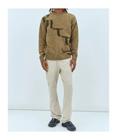 Post Archive Faction (paf) Elastic Waist Zipper Casual Pants In Brown