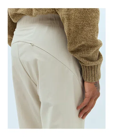 Post Archive Faction (paf) Elastic Waist Zipper Casual Pants In Brown