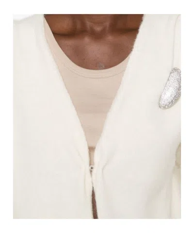 Giuseppe Di Morabito V-neck Alpaca Knit Sweater In White