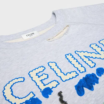 Celine Regular Sweatshirt In Cotton Brushed Fabric In Blue