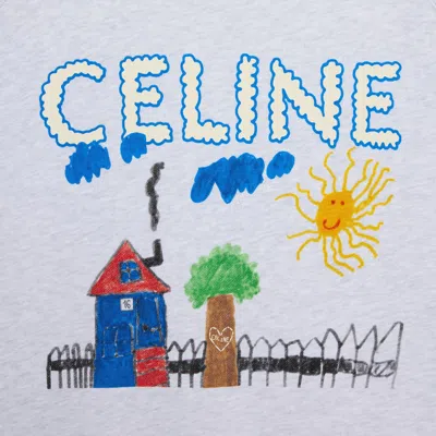 Celine Regular Sweatshirt In Cotton Brushed Fabric In Blue