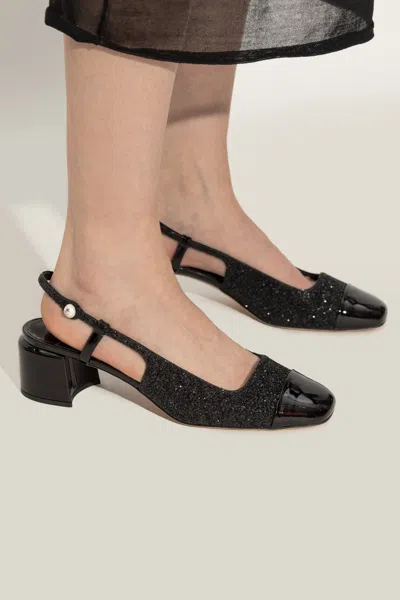 Jimmy Choo Patent Leather Pumps With Slingback And Decorative Button