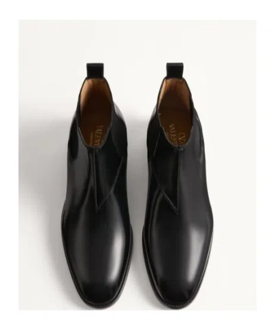 Valentino Pas Des Dieux Ankle Boot In Calfskin In Black
