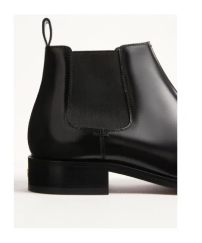 Valentino Pas Des Dieux Ankle Boot In Calfskin In Black