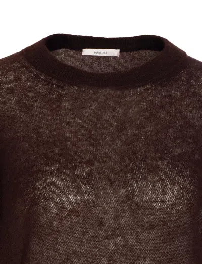 Haikure Crewneck Knitwear Sheer Fabric In Brown