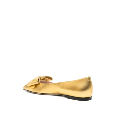 Valentino Bow Leather Ballerina Flat In Gold