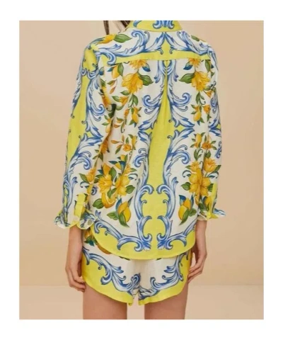 Farm Rio Sicily Scarf Off White Shirt Sicily Scarf Off White In Green