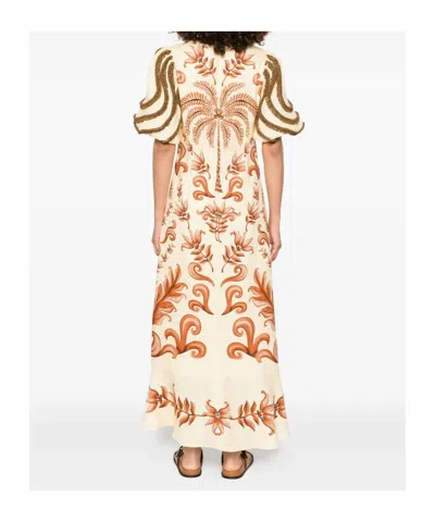 Farm Rio Short Sleeve Dress In Neutral