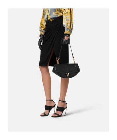 Versace Virtus Small Shoulder Bag In Black
