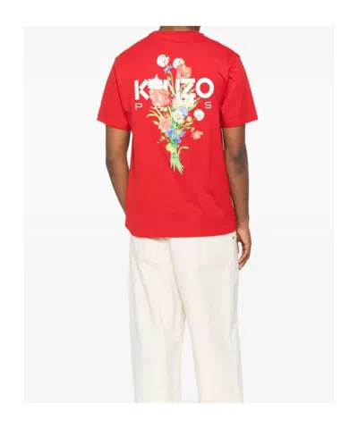 Kenzo Gots Archive Bouquet Print Cotton T-shirt In Red