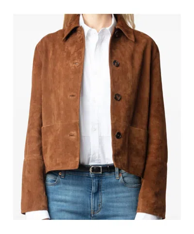 Zadig & Voltaire Lapel Long Sleeve Leather Jacket