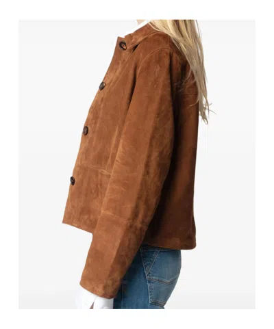 Zadig & Voltaire Lapel Long Sleeve Leather Jacket