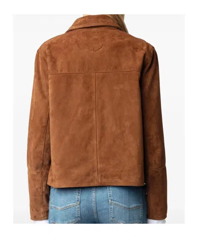 Zadig & Voltaire Lapel Long Sleeve Leather Jacket