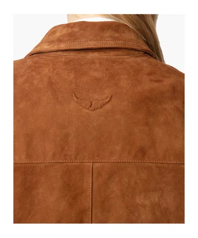 Zadig & Voltaire Lapel Long Sleeve Leather Jacket