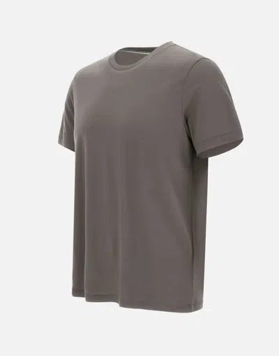 Herno Ribbed-neck Wool T-shirt In Gray