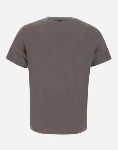 Herno Ribbed-neck Wool T-shirt In Gray