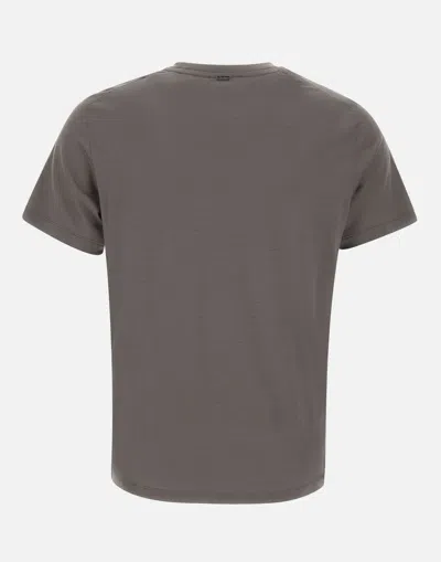Herno Ribbed-neck Wool T-shirt In Gray