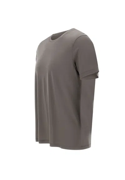 Herno Ribbed-neck Wool T-shirt In Gray