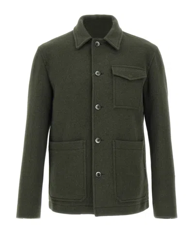 Herno Patch-pocket Button-fastening Shirt Jacket In Green