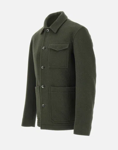 Herno Patch-pocket Button-fastening Shirt Jacket In Green