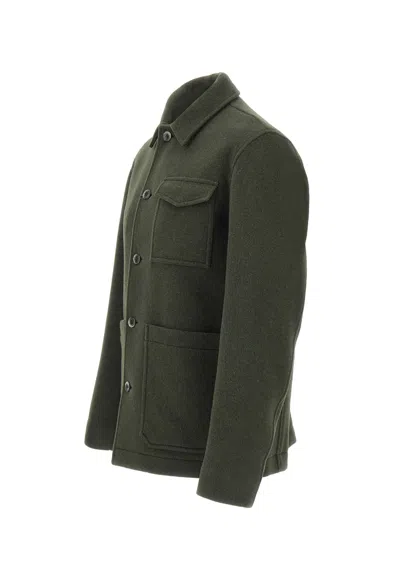 Herno Patch-pocket Button-fastening Shirt Jacket In Green