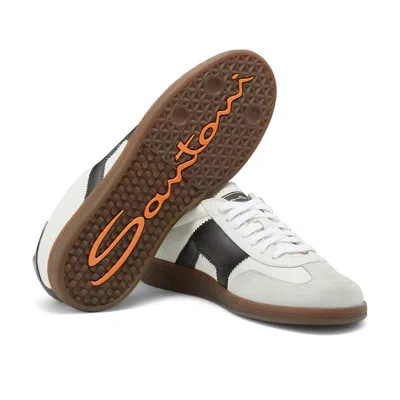 Santoni Round Toe Low-top Casual Shoes In White