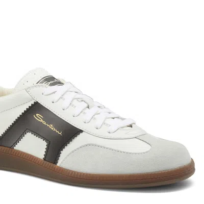 Santoni Round Toe Low-top Casual Shoes In White