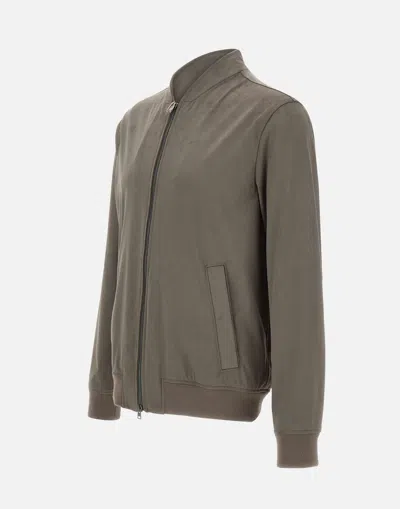 Herno Zip-fastening Bomber Jacket In Brown