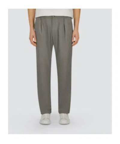 Herno Resort Trousers In Melange Suede Effect In Gray