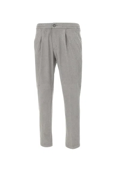 Herno Resort Trousers In Melange Suede Effect In Gray
