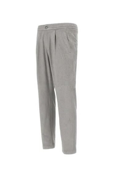 Herno Resort Trousers In Melange Suede Effect In Gray