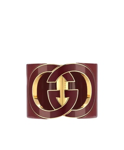 Gucci Interlocking Cuff Bracelet In Burgundy