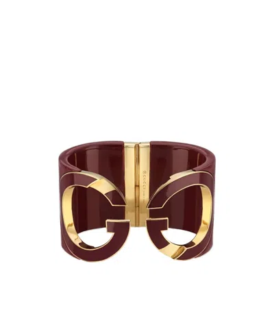 Gucci Interlocking Cuff Bracelet In Burgundy