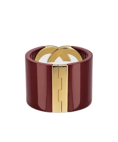 Gucci Interlocking Cuff Bracelet In Burgundy