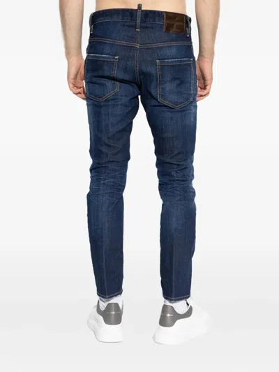 Dsquared2 Indigo Blue Jeans With Five Pocket Design In Blue