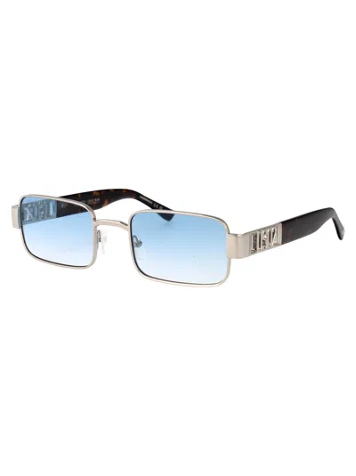 Dsquared2 Rectangle-frame Embellished Sunglasses In Metallic